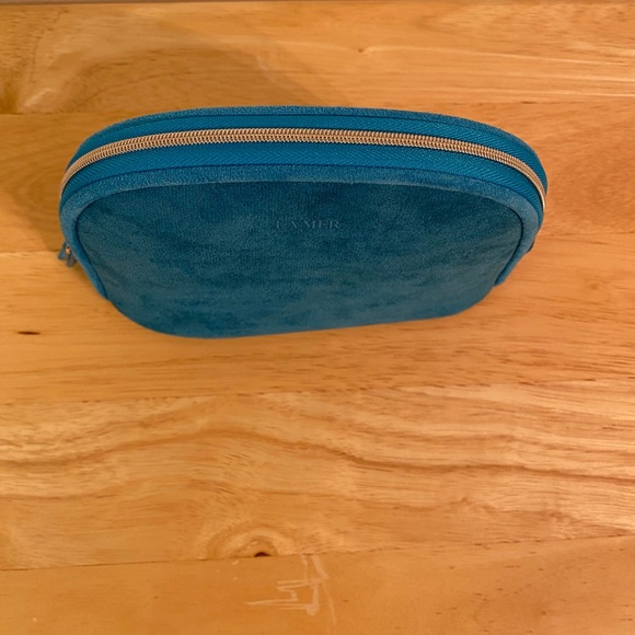 La Mer Teal Faux Suede Cosmetic Bag - Picture 5 of 11